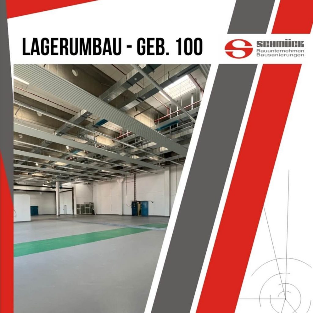 Moderne Werkstatt nach der Fertigstellung der Umbauarbeiten: Sanierte Halle mit neuen Betonflächen, bereit für Betrieb.